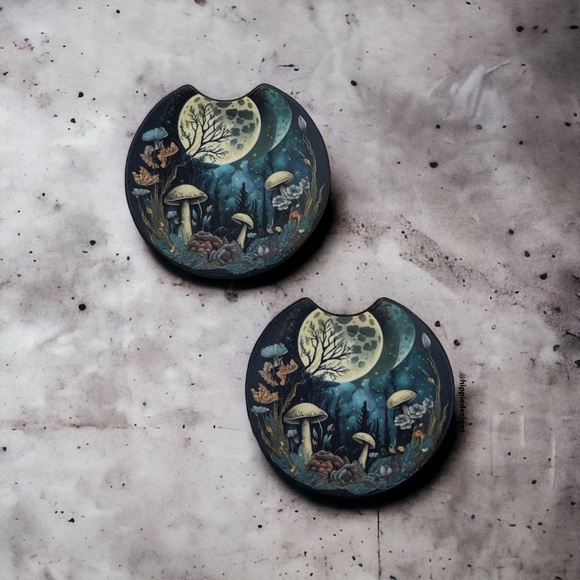 Hand Crafted Mushroom Night Car Coaster 2 Pack - Picture 6 of 7